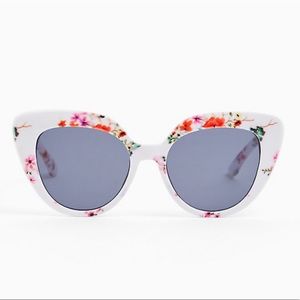 White Floral Cat Eye Sunglasses